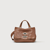 BORSA POSTINA® BABY IN PELLE LISCIA BROWN SANDALO - Postina® | Zanellato