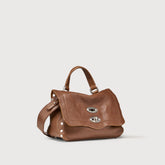 BORSA POSTINA® BABY IN PELLE LISCIA BROWN SANDALO - Postina® | Zanellato