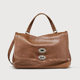 BORSA POSTINA® MEDIUM IN PELLE LISCIA BROWN SANDALO - Postina® | Zanellato