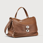 BORSA POSTINA® MEDIUM IN PELLE LISCIA BROWN SANDALO - Postina® | Zanellato