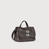 BORSA POSTINA® BABY IN PELLE LISCIA BROWN CARBONE - Postina® | Zanellato