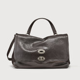 MEDIUM POSTINA® BAG IN SMOOTH LEATHER BROWN CARBONE - Smooth Leather Bags | Zanellato