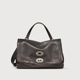 BORSA POSTINA® SMALL IN PELLE LISCIA BROWN CARBONE | Zanellato