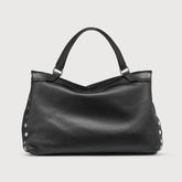 MEDIUM POSTINA® MESSENGER BAG IN TUMBLED LEATHER BLACK NERO | Zanellato