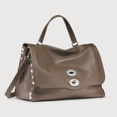 POSTINA® MEDIUM BAG IN HAMMERED LEATHER GREY NOSTRALGIA CANAGLIA - Cross Body Bags | Zanellato