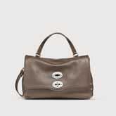 POSTINA® SMALL BAG IN HAMMERED LEATHER GREY NOSTALGIA CANAGLIA - Cross Body Bags | Zanellato