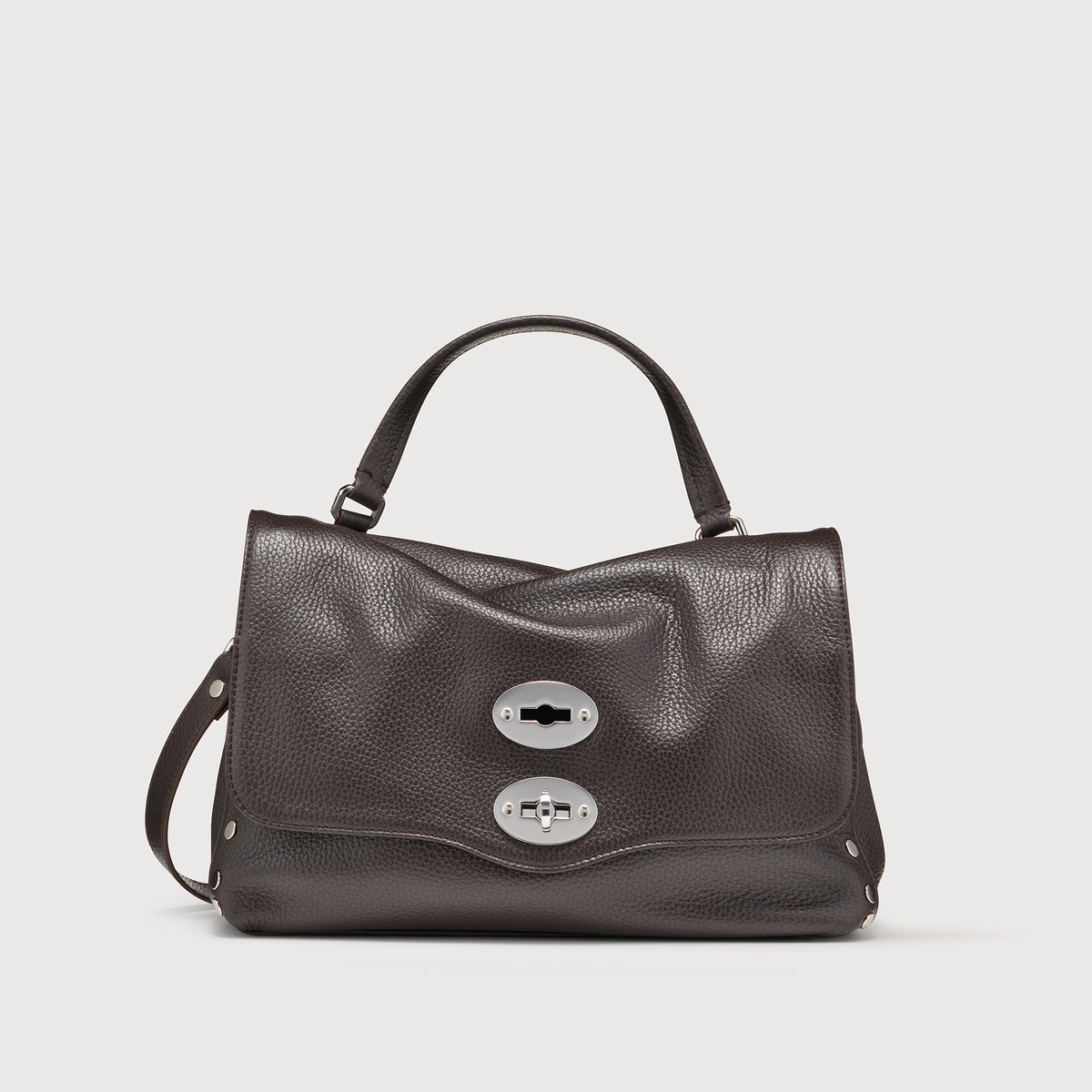 BORSA POSTINA® SMALL IN PELLE MARTELLATA BROWN DOLCE AMARO