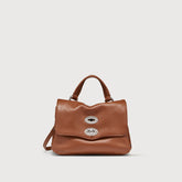 BORSA POSTINA® BABY IN PELLE MARTELLATA BROWN CANALETTO - Postina® | Zanellato