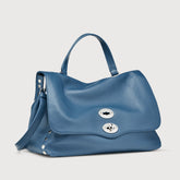 BORSA POSTINA® MEDIUM IN PELLE MARTELLATA BLUE PAVON - Borse Autunno Inverno | Zanellato