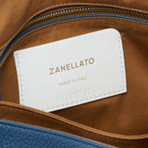 BORSA POSTINA® MEDIUM IN PELLE MARTELLATA BLUE PAVON - Blue Pavon | Zanellato