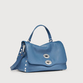POSTINA® SMALL BAG IN HAMMERED LEATHER, BLUE ELBA ISLAND - Cross Body Bags | Zanellato