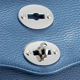 POSTINA® SMALL BAG IN HAMMERED LEATHER, BLUE ELBA ISLAND | Zanellato