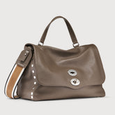 POSTINA® MEDIUM BAG IN HAMMERED LEATHER GREY NOSTALGIA CANAGLIA - Cross Body Bags | Zanellato