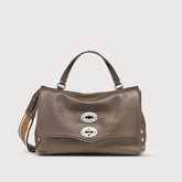 POSTINA® SMALL BAG IN HAMMERED LEATHER GREY NOSTALGIA CANAGLIA - Cross Body Bags | Zanellato