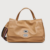 BORSA POSTINA® MEDIUM IN PELLE MARTELLATA BROWN CANTUCCI - Borse a Mano | Zanellato