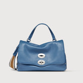 POSTINA® SMALL BAG IN HAMMERED LEATHER, BLUE ELBA ISLAND - Cross Body Bags | Zanellato