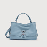 POSTINA® SMALL BAG IN SMOOTH BLUE ZELANTE LEATHER - Smooth Leather Bags | Zanellato