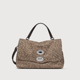 BORSA POSTINA® SMALL IN PELLE NABUK BEIGE LEOPARDO - beige leopardo | Zanellato