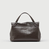 POSTINA® S IN BROWN ESPRESSO PRINTED LEATHER | Zanellato