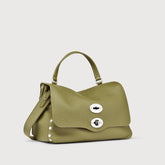 SMALL POSTINA® BAG IN HAMMERED LEATHER GREEN CANALETTO - Green Canaletto | Zanellato
