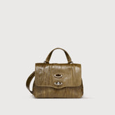 BABY POSTINA® BAG IN PLEATED LEATHER GREEN CACCIATORE - Fall Winter Bags | Zanellato