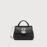 POSTINA® SUPER BABY BAG IN HAMMERED LEATHER BLACK BLACK - Small bags | Zanellato