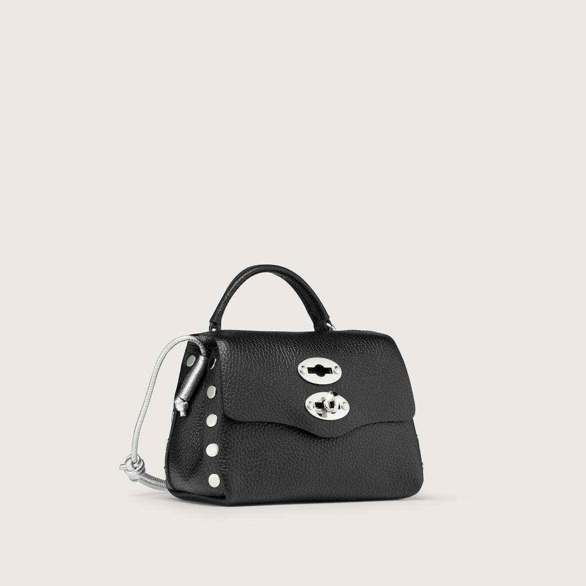 POSTINA® SUPER BABY BAG IN HAMMERED LEATHER BLACK BLACK | Zanellato