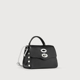 POSTINA® SUPER BABY BAG IN HAMMERED LEATHER BLACK BLACK - Small bags | Zanellato