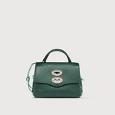 BORSA POSTINA® SUPER BABY IN PELLE MARTELLATA GREEN FILO D'ERBA - Borse in Pelle Laminata | Zanellato