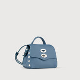 BORSA POSTINA® SUPER BABY IN PELLE MARTELLATA BLUE GINSONE - Borse in Pelle Laminata | Zanellato