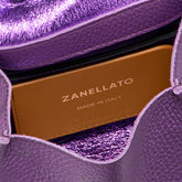 POSTINA® SUPER BABY BAG IN HAMMERED VIOLET AMETHYST LEATHER | Zanellato