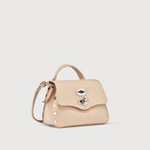 POSTINA® SUPER BABY BAG IN HAMMERED LEATHER PINK DALIA - Laminated Leather Bags | Zanellato