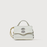 BORSA POSTINA® SUPER BABY IN PELLE MARTELLATA WHITE LATTE - Borse in Pelle Laminata | Zanellato