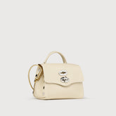 BORSA POSTINA® SUPER BABY IN PELLE MARTELLATA WHITE DONNA - Borse in Pelle Laminata | Zanellato