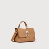 BORSA POSTINA® BABY IN PELLE MARTELLATA BROWN AMARETTO - Borse in Pelle Martellata | Zanellato