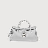 SMALL DOTTA® BAG IN HAMMERED LEATHER GREY TERRA FERMA | Zanellato