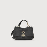 POSTINA® BABY BAG IN AMORETTO BLACK ETNA LEATHER - Small bags | Zanellato