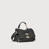 POSTINA® BABY BAG IN AMORETTO BLACK ETNA LEATHER - Small bags | Zanellato