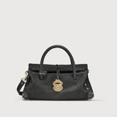 DOTTA® SMALL AMORETTO BLACK ETNA LEATHER BAG - Handbags | Zanellato