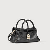 DOTTA® SMALL CACTUS BLACK CRATER LEATHER BAG | Zanellato
