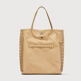 BORSA A'SPASSO® MEDIUM IN PELLE LISCIA BEIGE IUTA PO' - Tote Bag | Zanellato