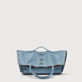 A'SPASSO® MEDIUM BAG IN SMOOTH BLUE ZELANTE LEATHER | Zanellato