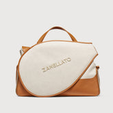 RACQUET CLUB EXTRA LARGE POSTINA BAG IN HAMMERED LEATHER BROWN BALCONY | Zanellato