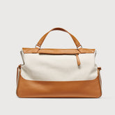 RACQUET CLUB EXTRA LARGE POSTINA BAG IN HAMMERED LEATHER BROWN BALCONY | Zanellato