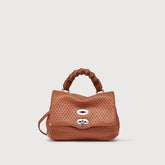 POSTINA® BABY LEATHER BAG VENISSA HOME SPECIAL HANDLE BROWN BRANDY - Small bags | Zanellato