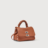 POSTINA® BABY LEATHER BAG VENISSA HOME SPECIAL HANDLE BROWN BRANDY - Small bags | Zanellato