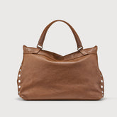 MEDIUM POSTINA® BAG IN SMOOTH LEATHER BROWN SANDALO - Brown Sandalo | Zanellato
