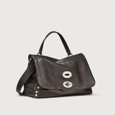 BORSA POSTINA® SMALL IN PELLE LISCIA BROWN CARBONE - Postina® | Zanellato