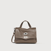 POSTINA® BABY BAG IN HAMMERED LEATHER GREY NOSTALGIA CANAGLIA - Small bags | Zanellato
