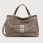 POSTINA® MEDIUM BAG IN HAMMERED LEATHER GREY NOSTRALGIA CANAGLIA - Shoulder Bags | Zanellato